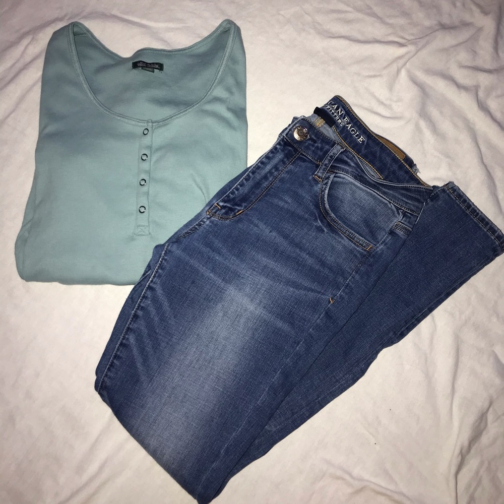 Baby blue ribbed long sleeve